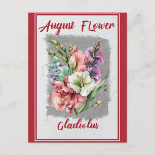 Antike August-Blumen-Gladiolen-Blume Postkarte