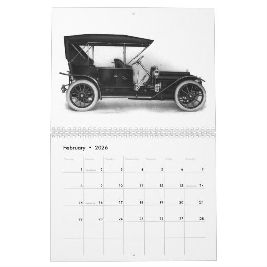 Antike Automobilen - 1910 klassische Auto Kalender (Feb 2026)