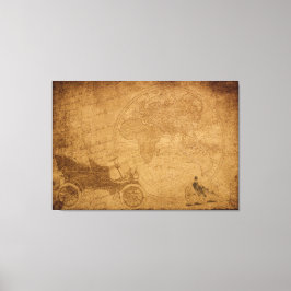 Antike Autos, Vintage Karte Elegante Canvas Print Leinwanddruck