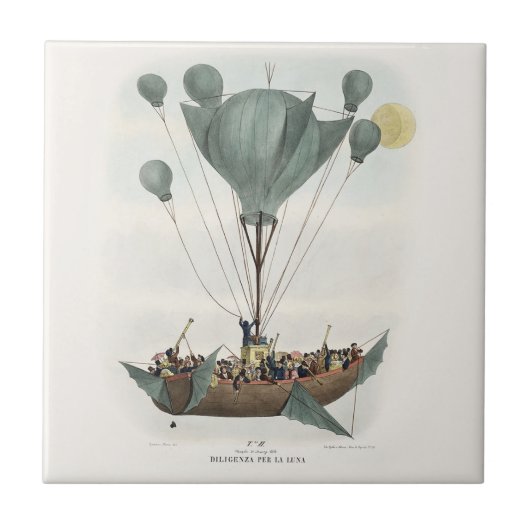 Antike Ballon-Luftschiff-Kunstwerke Fliese (Vorderseite)