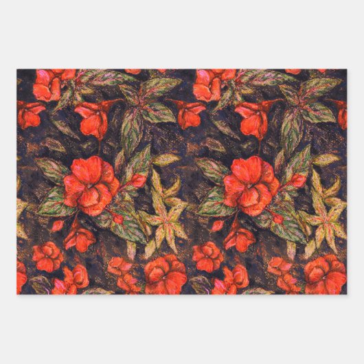 Antike Balsam-Blume Muster Art Geschenkpapier Set (Vorderseite 3)