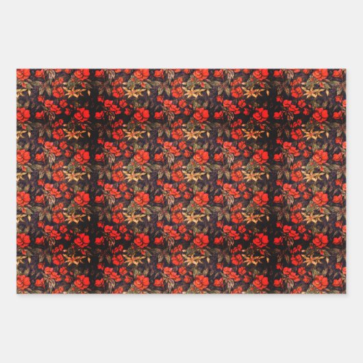 Antike Balsam-Blume Muster Art Geschenkpapier Set (Vorderseite 2)