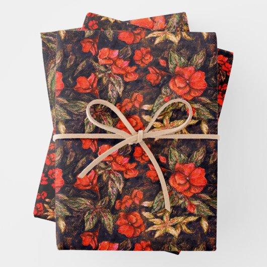 Antike Balsam-Blume Muster Art Geschenkpapier Set (Beispiel)