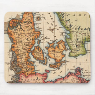 Antike baltische Karte von Dänemark und schwedisch Mousepad