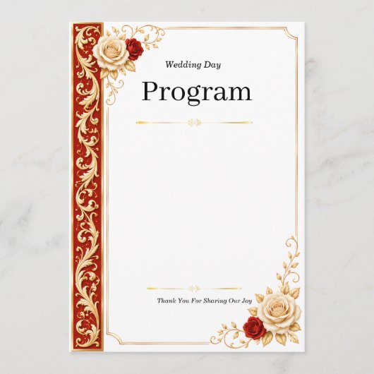 Antike Barock-Blumen-Einladung und Programm-Rahmen Programm (Vorderseite)