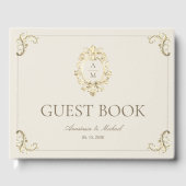 Antike Barock Gold Creme Hochzeit Gästebuch (Vorderseite)