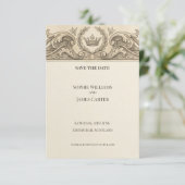 Antike Barock-Hochzeitseinladungskarte Save The Date (Stehend Vorderseite)