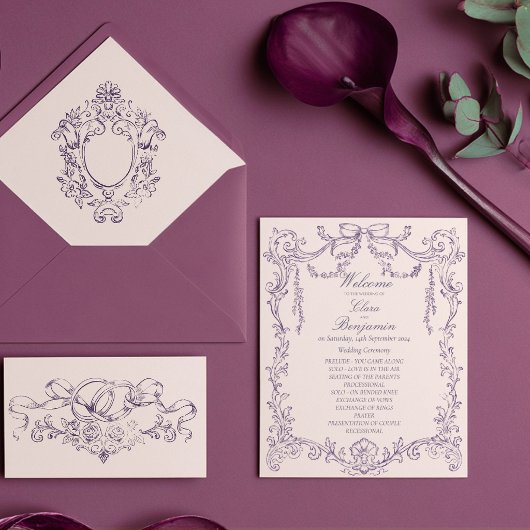 Antike Barock-Viktorianische Pflaumen-Hochzeit