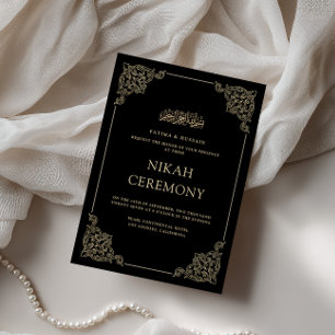Antike barocke formelle Schrift Schwarze Nikah-Zer Einladung