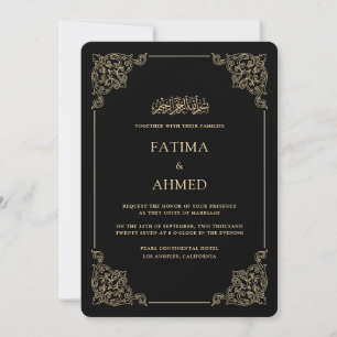 Antike Barocke Goldene Rahmung Schwarze Muslimisch Einladung