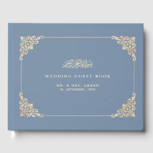Antike barocke goldene staubblaue muslimische Hoch Gästebuch