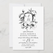 Antike barocke Monogramm-Hochzeit Einladung (Vorderseite)
