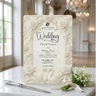 Antike barocke Torbogen-Skulptur Rosen Hochzeit Einladung