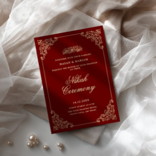 Antike Barockrahmen Burgunderrot Nikah-Zeremonie Einladung
