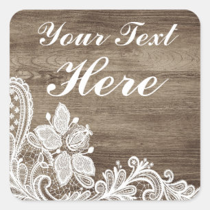 Antike Barockspitze auf rustikalem, elegantem Sche Quadratischer Aufkleber