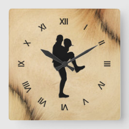 Antike Baseball Player Pitcher römische Zahlen Quadratische Wanduhr