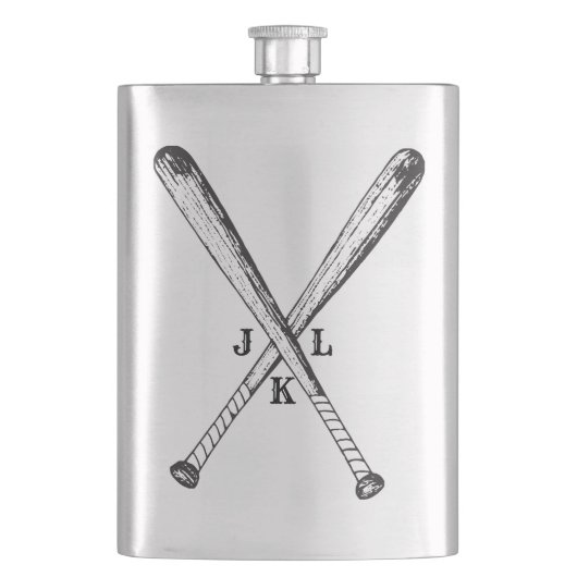 Antike Baseballschläger mit Monogramm Flachmann (Vorderseite)