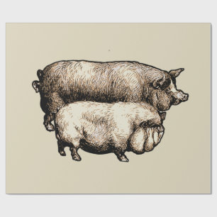 Antike Bauernhaus-Schweine-Landwirtschaft Antiquit Geschenkpapier