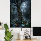 Antike Baum-Gotische Ruinen Poster (Heimbüro)