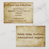 Antike befleckt visitenkarte (Vorne/Hinten)