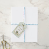 Antike Beförderung Green Gold Rose Gingham Geschenkanhänger (Mit Garn)