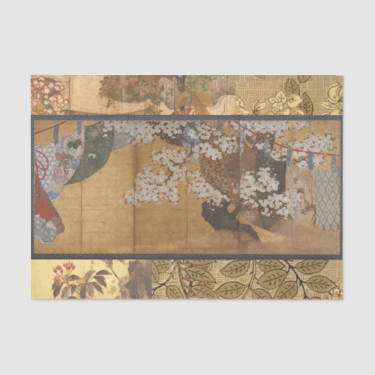 Antike belagerte Kirschblüten Seidenpapier (Vorderseite)