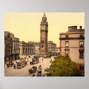 Antike Belfast-Straßenszene von 1890 Albert Memori Poster