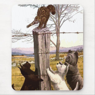 antike bemalte Terrier und Luchs-Mauspad Mousepad