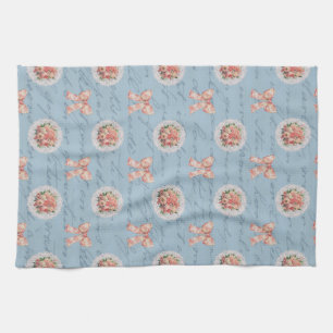 Antike Beschriftung Vintage-Rosen Toile-Schleifen Geschirrtuch