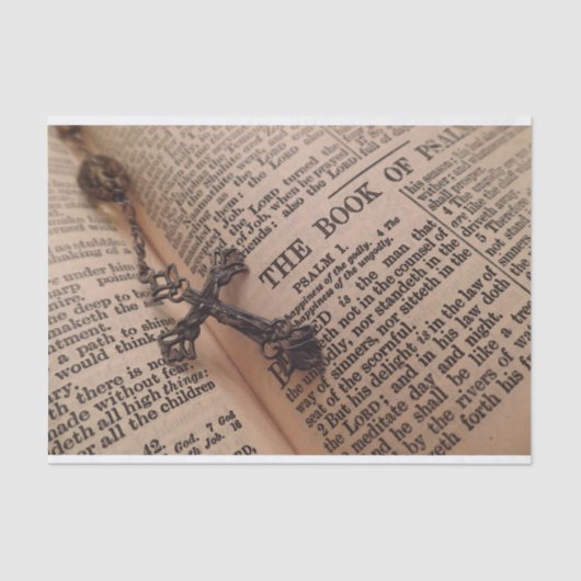 Antike Bibel mit Rosenbeet-Seidenpapier Seidenpapier (Vorderseite)