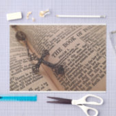 Antike Bibel mit Rosenbeet-Seidenpapier Seidenpapier (Handwerk)