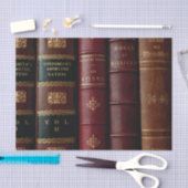 Antike Bibliothek Dunkles Leder Buchrücken Dekouse Seidenpapier (Handwerk)