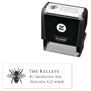 Antike Bienen-Rücksende-Adresse-Stempel Permastempel