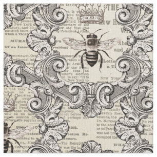 Antike Bienen und Zeitungspapierdruck Stoff