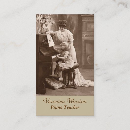 Antike Bild-Klavier-Lehrer-Visitenkarte Visitenkarte (Vorderseite)