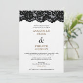Antike Black Lace Wedding Collection:Einladung Einladung (Stehend Vorderseite)