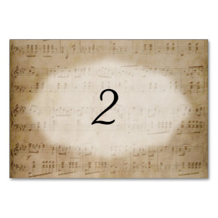 Antike Blatt-Musik-Tischnummer Placecards Tischnummer