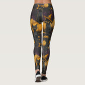 Antike Blau Weiße Vögel Jade Floral Rot Botanisch Leggings (Rückseite)