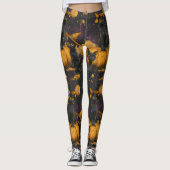 Antike Blau Weiße Vögel Jade Floral Rot Botanisch Leggings (Vorderseite)
