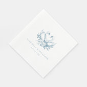 Antike blaue Blumen-Schwäne Hochzeit Serviette (Ecke)