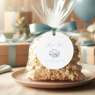 Antike blaue Blumen-Schwäne-Schrift Runde Hochzeit Geschenkanhänger