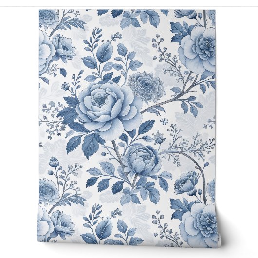 antike blaue Blumen Tapete (Abrollen)