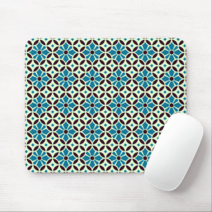 Antike Blaue Braune Barcelona Stern Fliese Geometr Mousepad