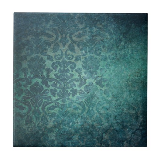 Antike blaue Damastfliese Fliese (Vorderseite)