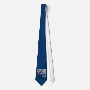 Antike blaue Fliese Delfts - Windmühlen durch das Krawatte