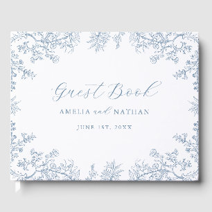 Antike Blaue Florale Hochzeit  Gästebuch