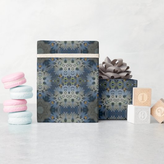 Antike Blaue Gänseblümchen-Blumen Geschenkpapier (Babyparty)