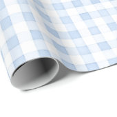 Antike Blaue Gingham-Baby-Party Geschenkpapier (Rolleneckpunkt)