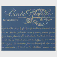 Antike Blaue Karte Postale Französisches Drehbuch