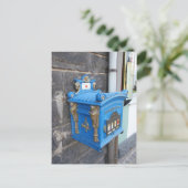 Antike blaue Mailbox aus dem Jahr 1896 Postkarte (Stehend Vorderseite)